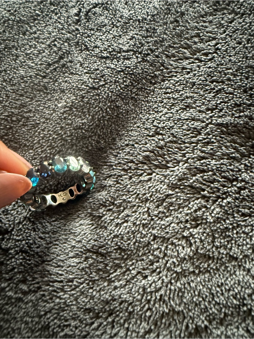 Kurt Geiger Blue Crystal Eternity Ring - Picture 7 of 7